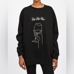 Brunette The Label oversized “Wine” Crew - BLACK